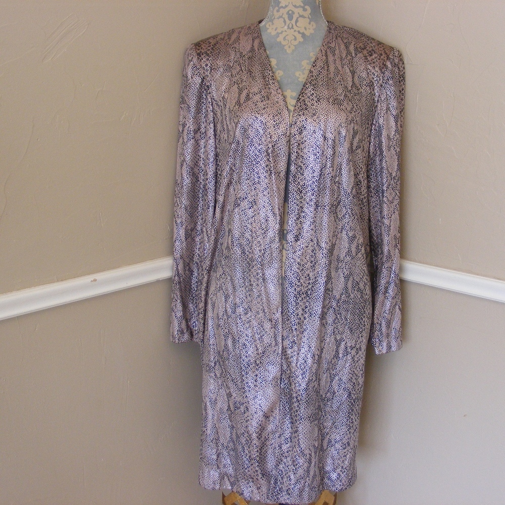 Vtg. Kimono Retro 80's Silver Metallic Long Sleeve
